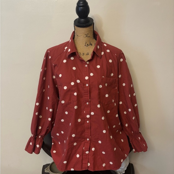 LC Lauren Conrad Tops - LC Lauren Conrad Red Polka Dot Blouse